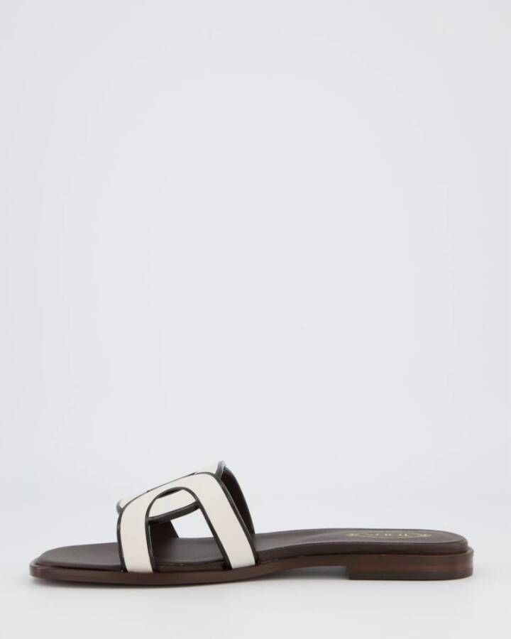 TOD'S Dames Sandal Leather Bruin White Dames