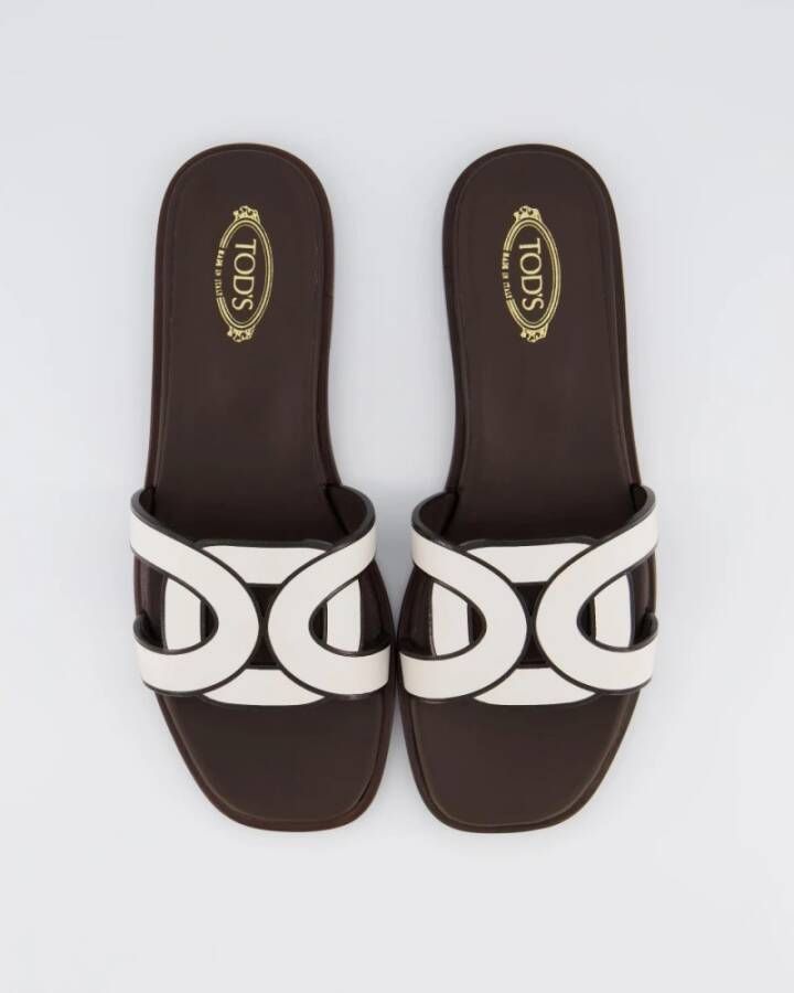 TOD'S Dames Sandal Leather Bruin White Dames