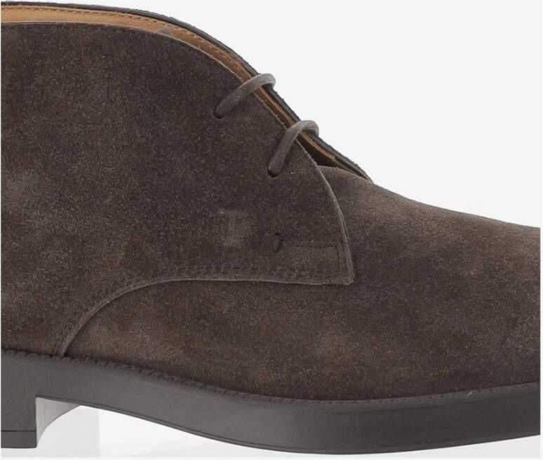 Tod's Donkerbruine Suède Veterschoenen