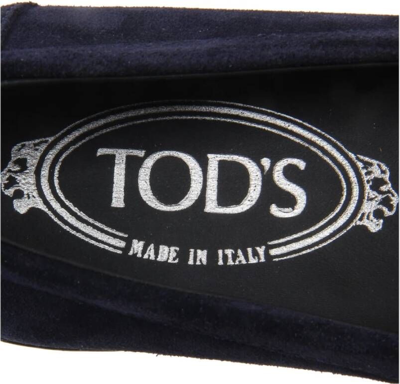 Tod's Donkere suède loafer schoen met franje