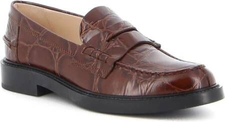 TOD'S Elegante Bruine Loafer Mocassins Brown Dames