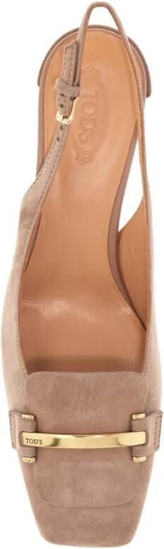 TOD'S Elegante Leren Pumps met Metalen Staaf Beige Dames