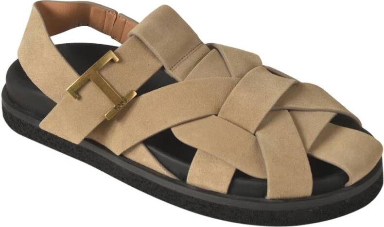 TOD'S Flat Sandals Beige Dames
