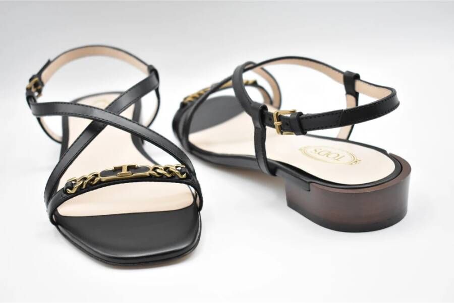 TOD'S Flat Sandals Black Dames