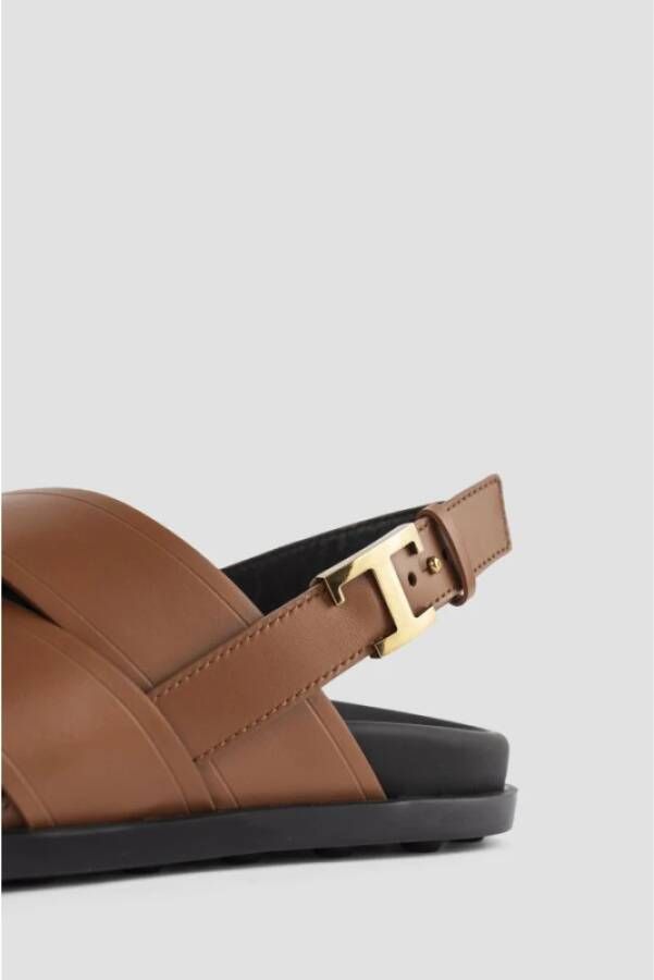 TOD'S Flat Sandals Brown Heren