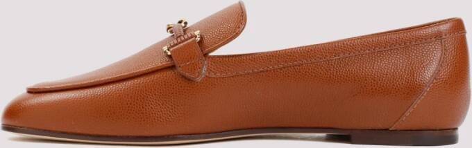 TOD'S Grained Leather Loafers in Brandy Scuro Brown Dames