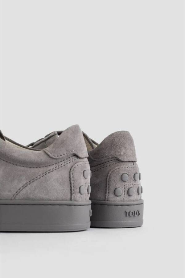TOD'S Grijze Suède Sneakers met Spikes Gray Heren