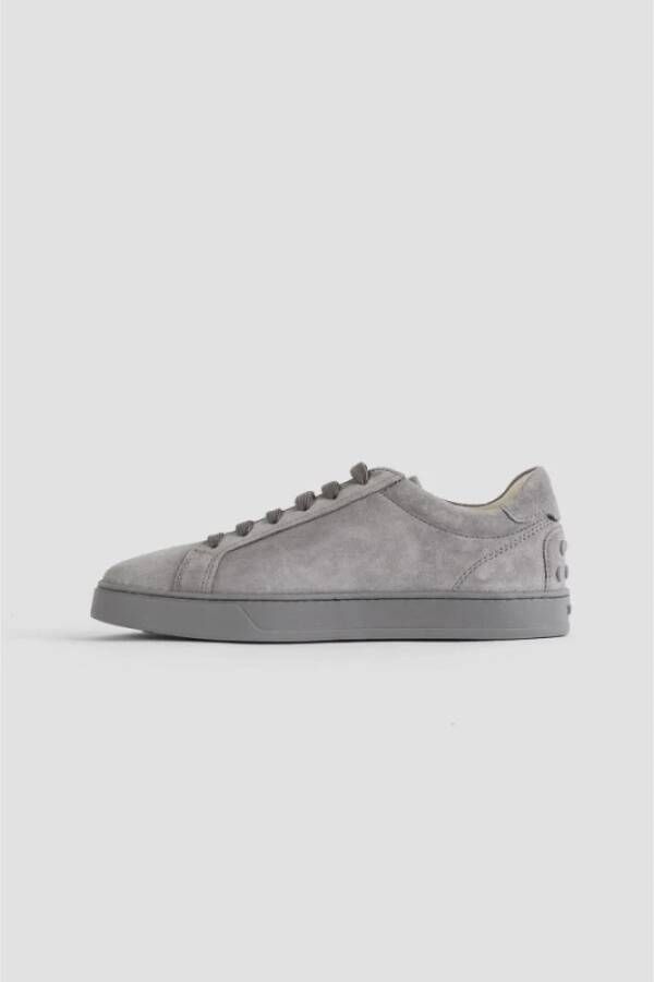 TOD'S Grijze Suède Sneakers met Spikes Gray Heren