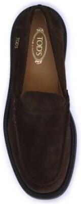 Tod's Handgestikte suède loafers met rubberen zool