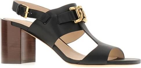 TOD'S Hoge Hak Leren Sandalen Black Dames