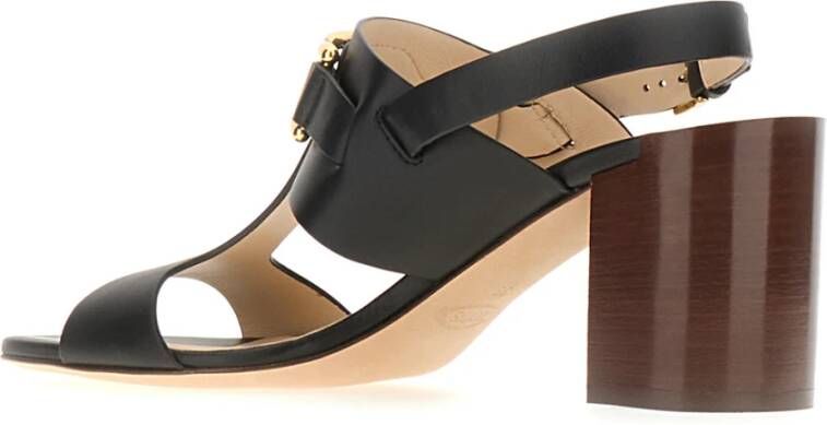 TOD'S Hoge Hak Leren Sandalen Black Dames