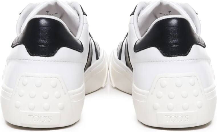 TOD'S Italiaanse Leren Vetersneakers Wit Zwart White Heren