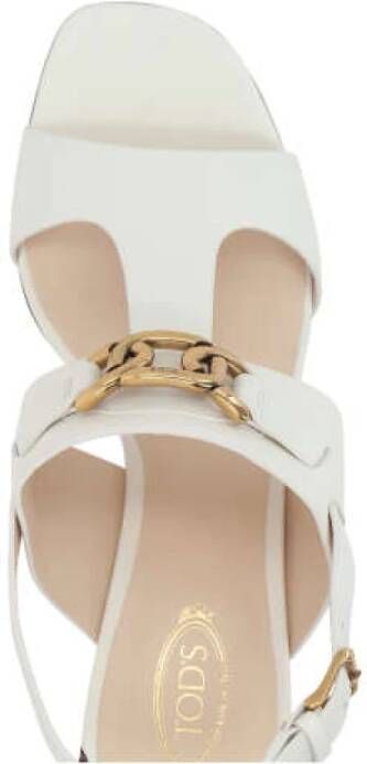 TOD'S Ivoor Leren Ketting Sandalen White Dames