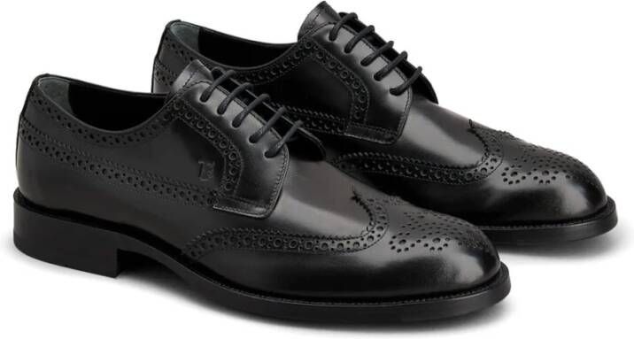 TOD'S Klassieke Derby Schoenen van Zwart Leer Black Heren