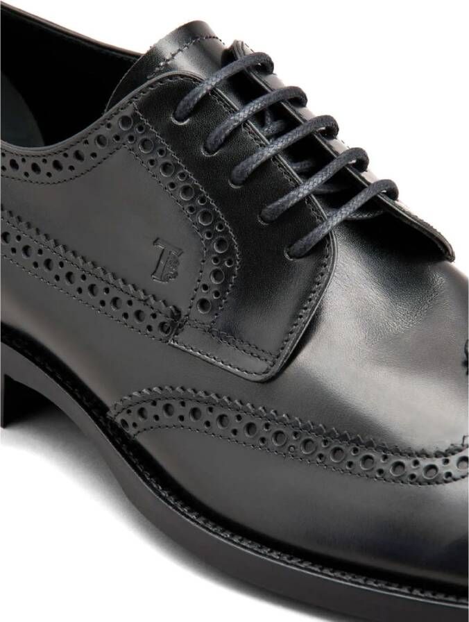 TOD'S Klassieke Derby Schoenen van Zwart Leer Black Heren