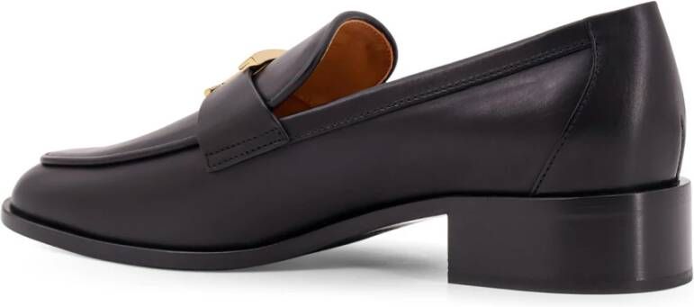 TOD'S Zwarte platte schoenen met logoplaquette Black Dames