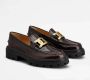 TOD'S Bruine Leren Loafers met Gouden Kettingdetail Brown Dames - Thumbnail 2