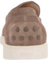 TOD'S Bruin Suède Leren Platte Schoenen Beige Heren