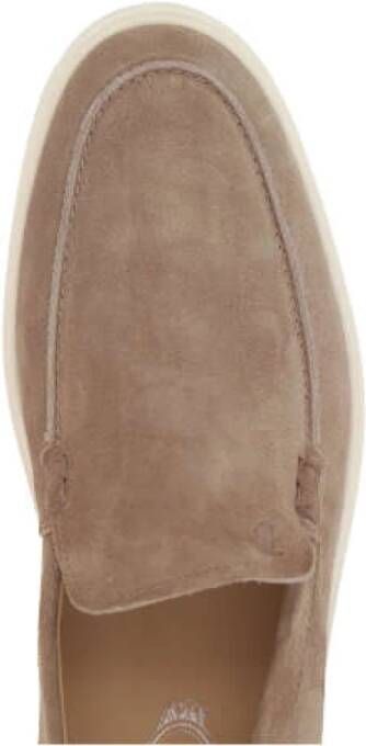 TOD'S Bruin Suède Leren Platte Schoenen Beige Heren