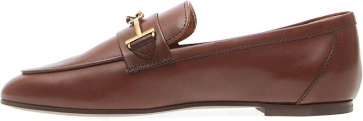 TOD'S Leren instapper met gesp Brown Dames