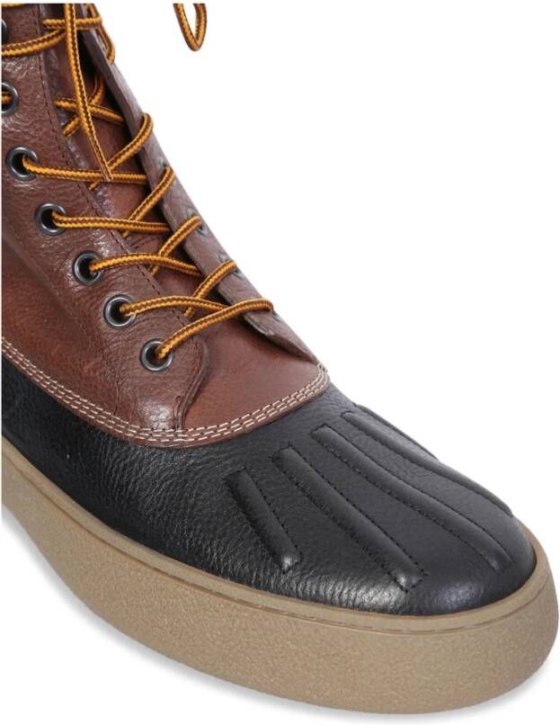 TOD'S Leren laarzen met zijlogo detail Brown Heren