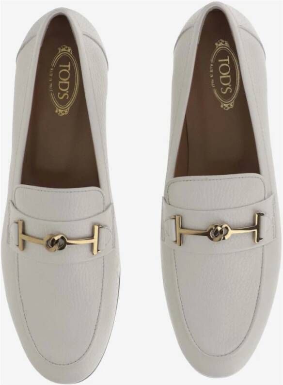 TOD'S Leren Loafer met Horsebit Detail White Dames