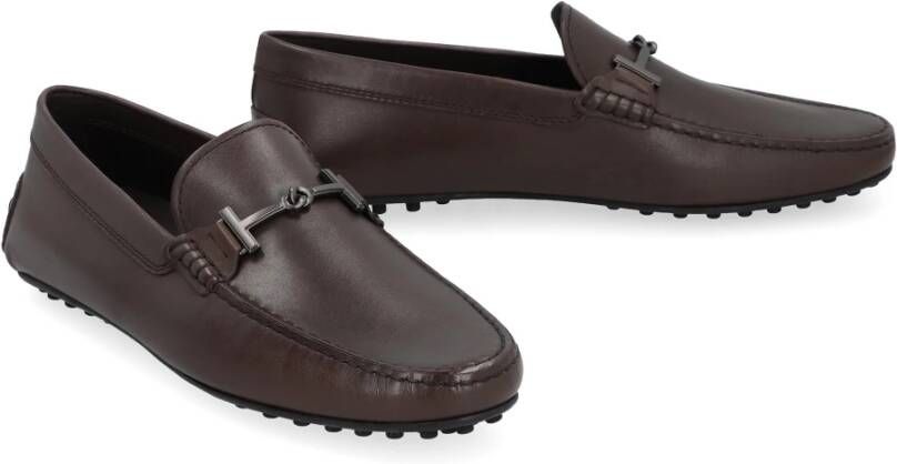 TOD'S Klassieke leren loafers met rubberen zool Brown Heren