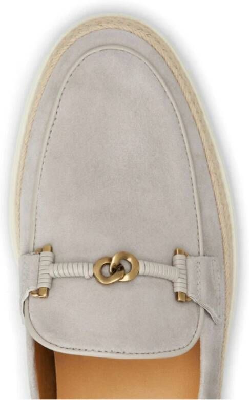 TOD'S Leren Loafers met Goudkleurige Hardware Gray Dames