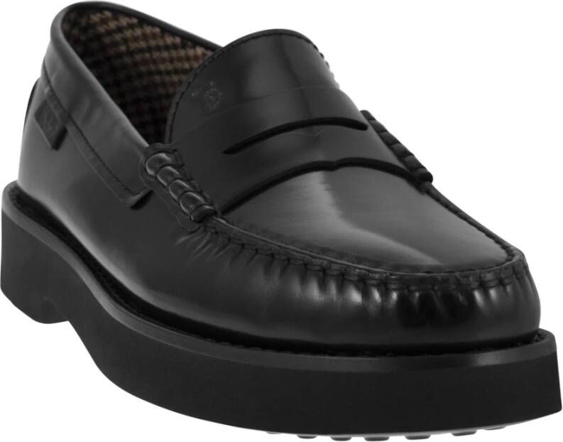 TOD'S Leren Moccasin met Rubberen Zool Black Heren