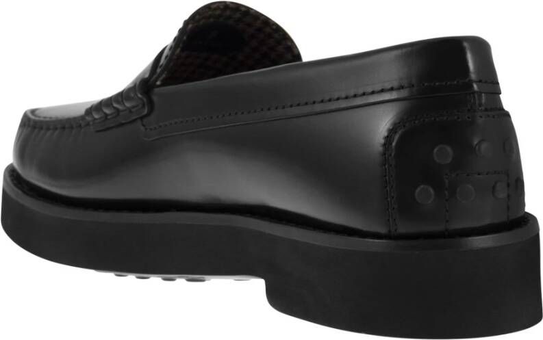 TOD'S Leren Moccasin met Rubberen Zool Black Heren