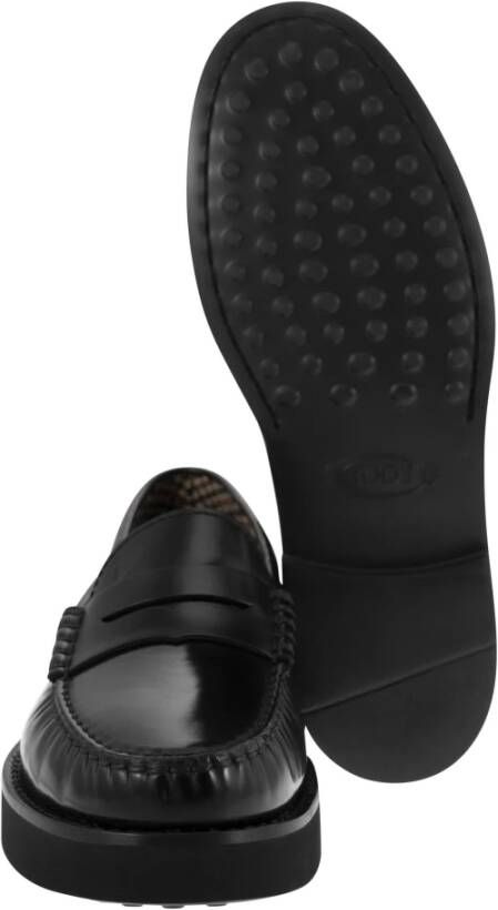 TOD'S Leren Moccasin met Rubberen Zool Black Heren