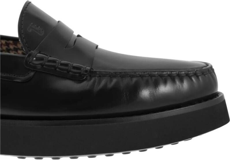 TOD'S Leren Moccasin met Rubberen Zool Black Heren