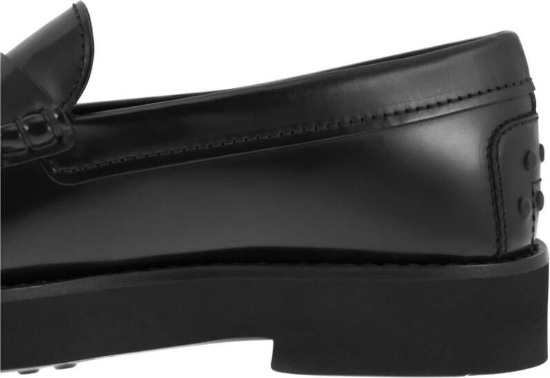 TOD'S Leren Moccasin met Rubberen Zool Black Heren