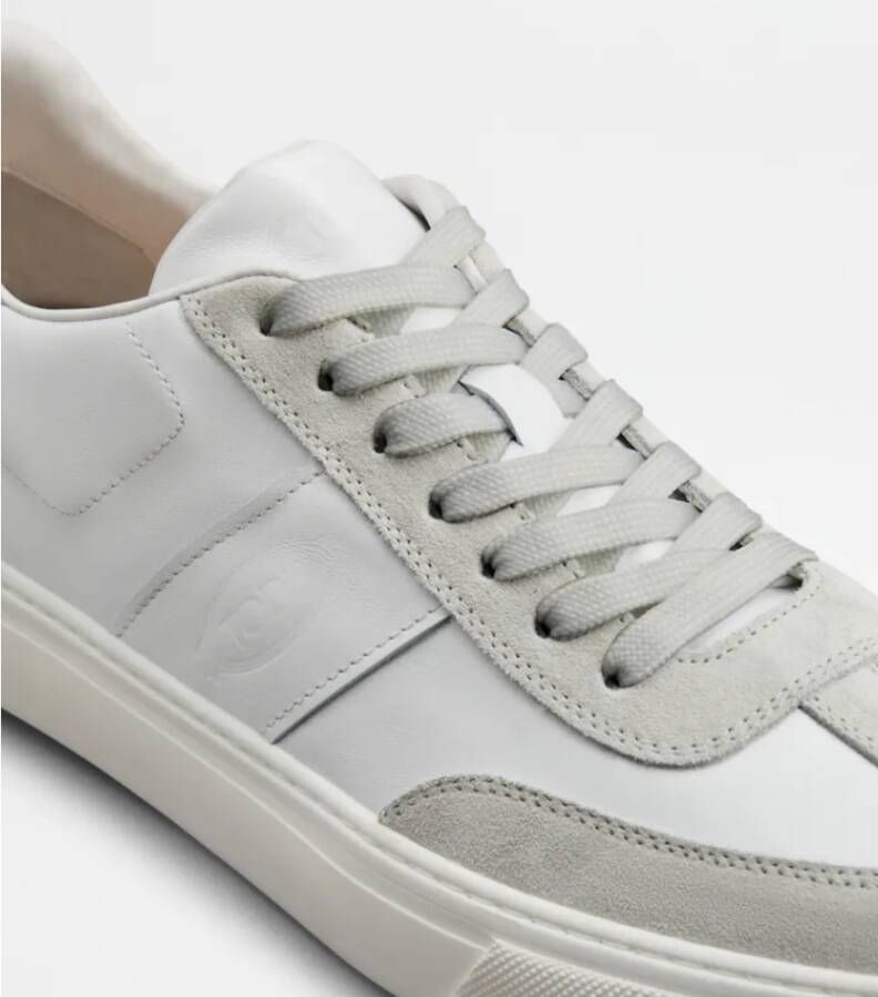 TOD'S Leren Sneakers met Suède Inzetstukken White Heren