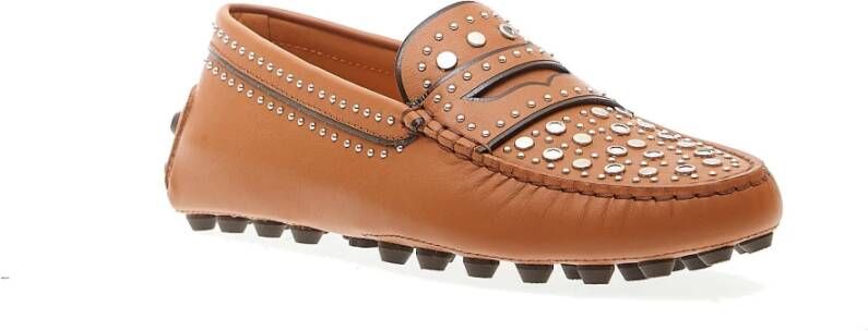 TOD'S Leren Studs Moccasin Brown Dames