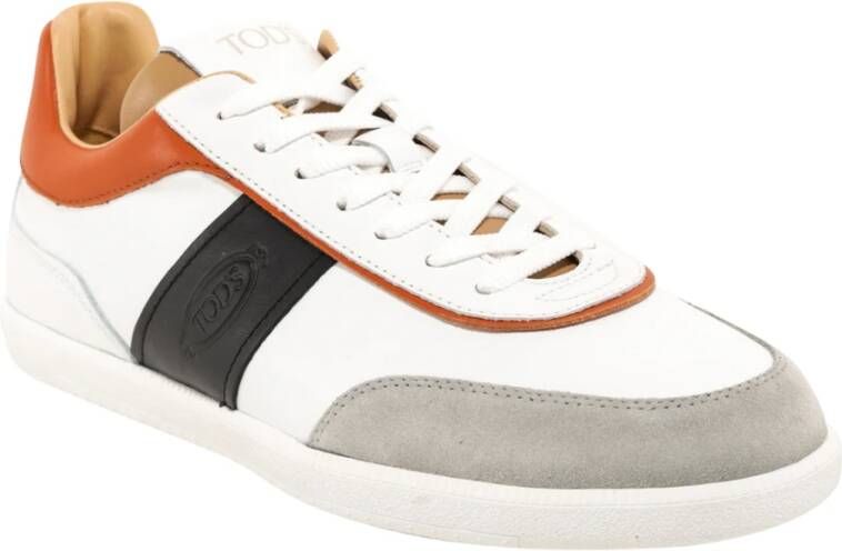 TOD'S Leren Vetersneakers met Suède Inzet Multicolor Heren