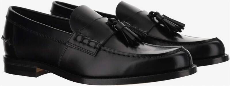 TOD'S Zwarte Leren Loafers met Kwast Detail Black Heren
