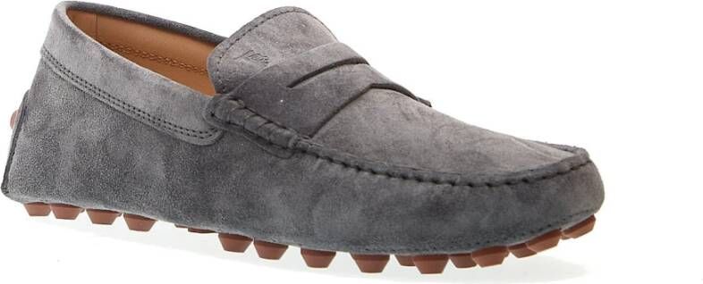 TOD'S Grijze Suède Bubble Moccasins Loafers Gray Heren