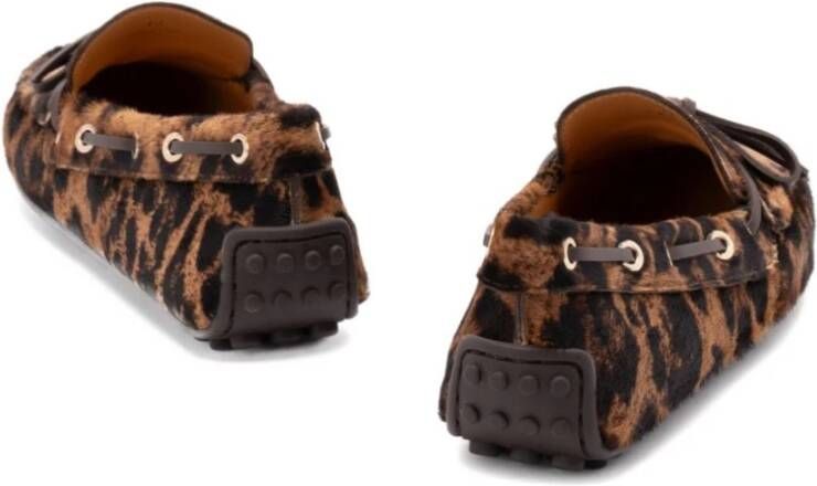 Tod's Loafers met Luipaardprint en Rubberen Zool