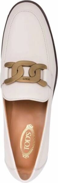 TOD'S Loafers van crèmekleurig leer met logo-plakkaat White Dames