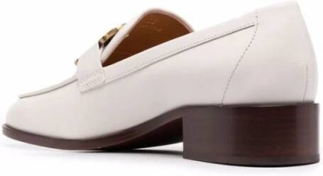 TOD'S Loafers van crèmekleurig leer met logo-plakkaat White Dames