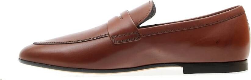 TOD'S Bruin Leren Loafers Stijlvolle Herenschoenen Brown Heren