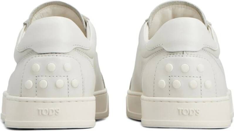 TOD'S Minimalistische Witte Leren Sneakers White Heren