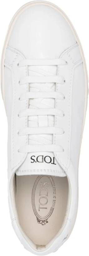 TOD'S Minimalistische Witte Leren Sneakers White Heren