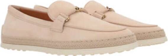 TOD'S Beige Raffia Loafer Slip-On Ronde Neus Beige Dames