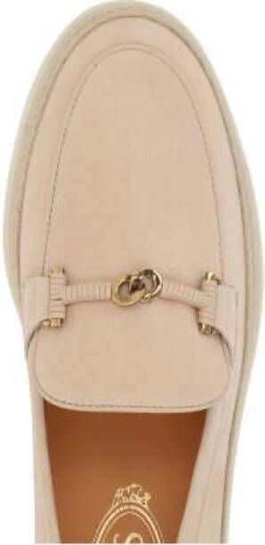 TOD'S Beige Raffia Loafer Slip-On Ronde Neus Beige Dames