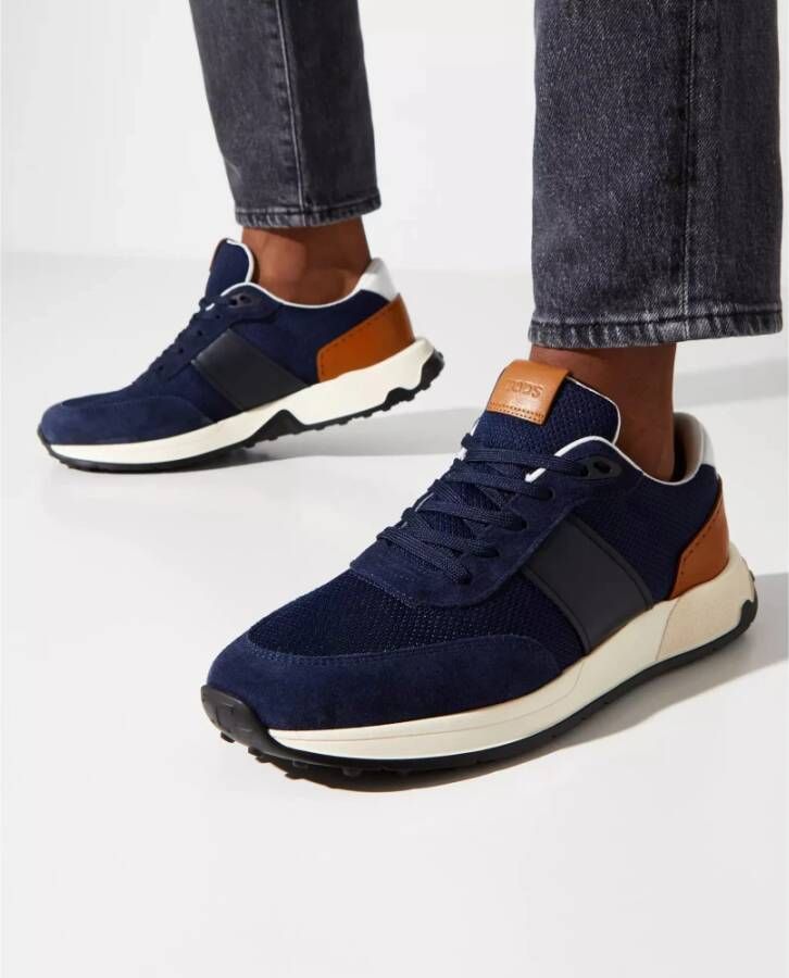 Tod's Navy Blauwe Leren Sneakers