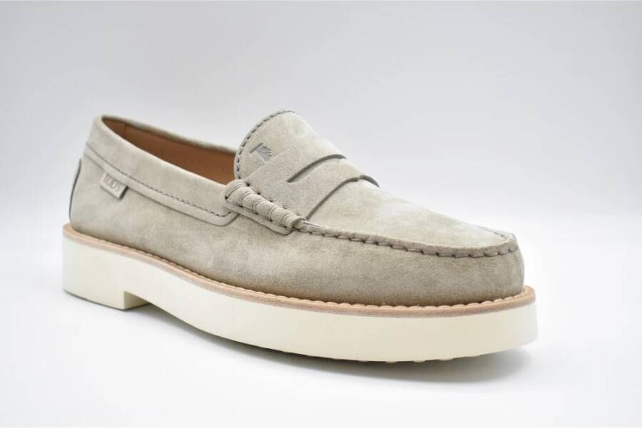 TOD'S Nubuck Mocassin Rubberen Zool Schoenen Gray Heren