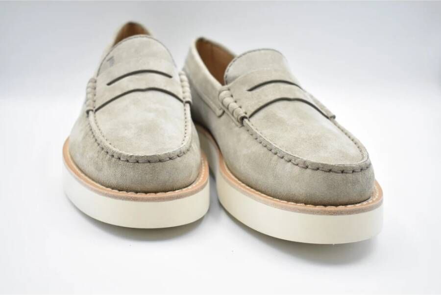 TOD'S Nubuck Mocassin Rubberen Zool Schoenen Gray Heren