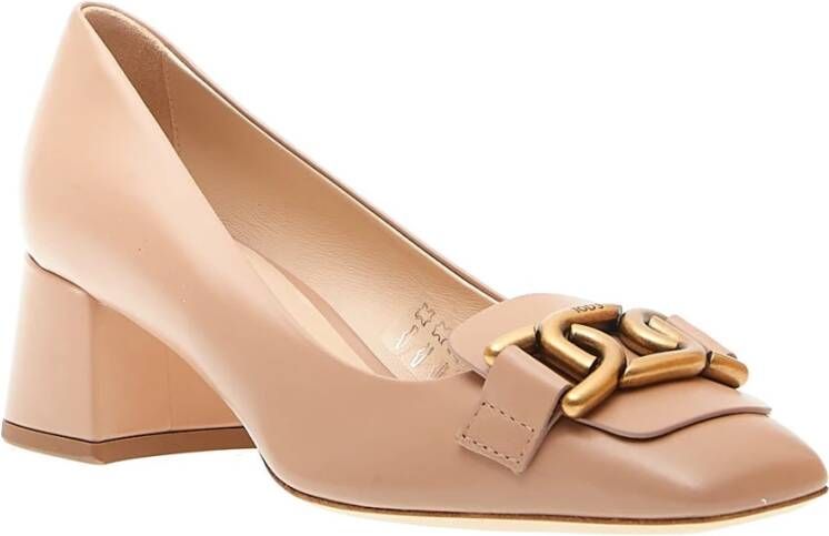 TOD'S Nude Leren Pump met 50mm Hak Pink Dames